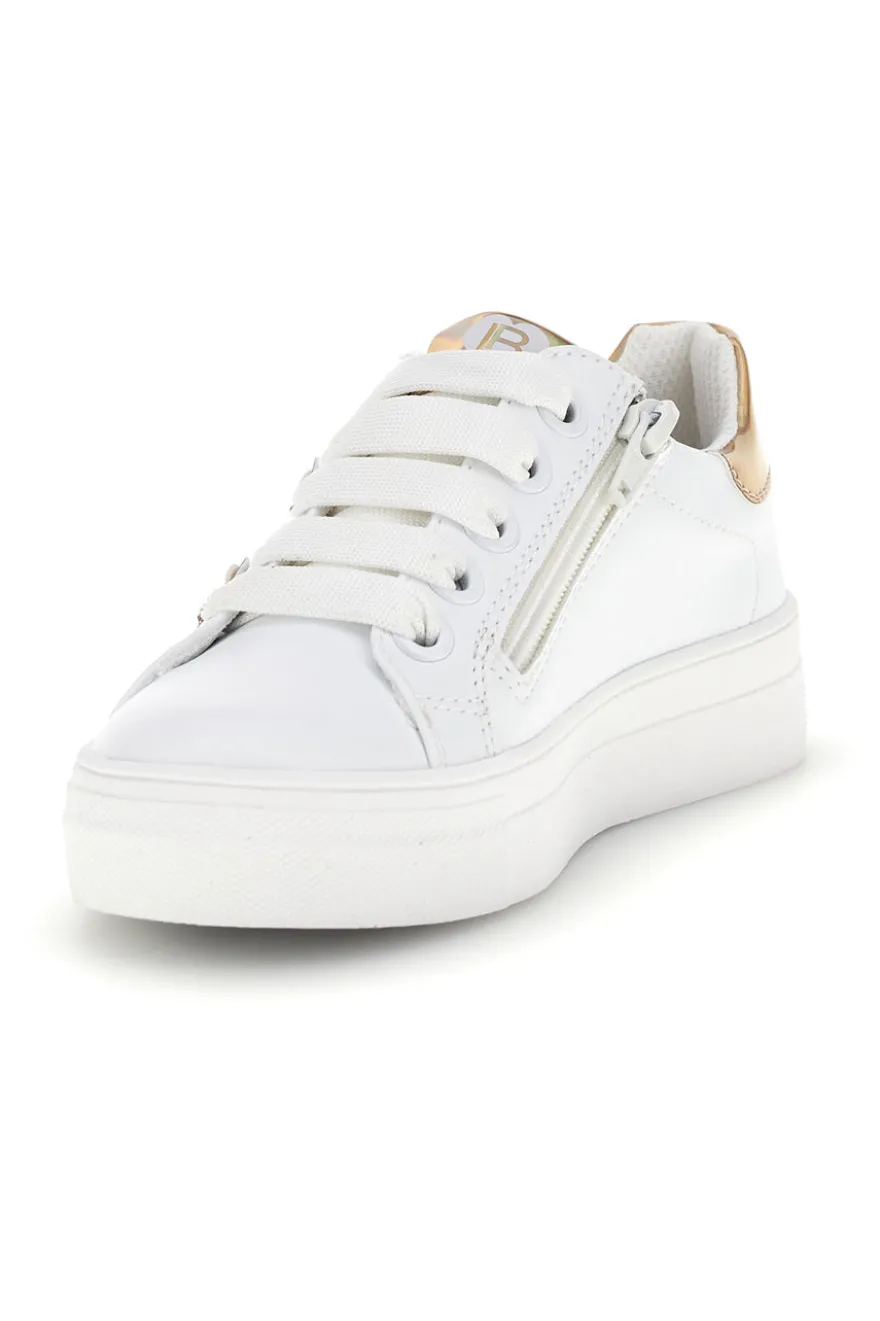 Sneakers bianche con fiori e inserti oro Laura Biagiotti L9858C9760