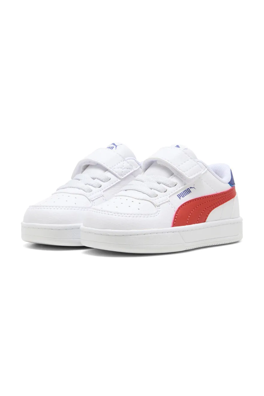 Sneakers Bianche con Logo Laterale Rosse e Velcro Puma Caven 2.0 AC+ Inf