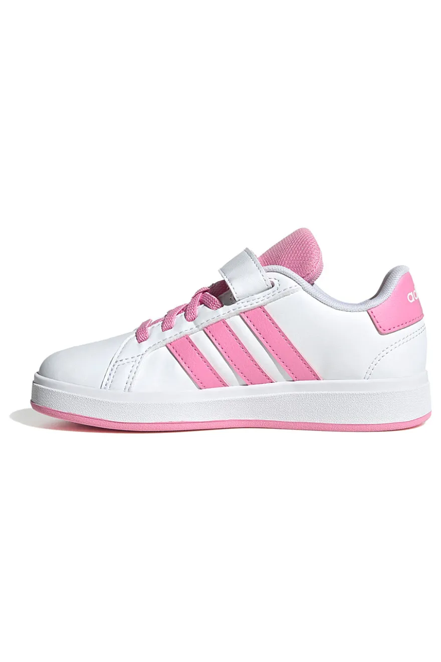 Sneakers bianche con strisce rosa e chiusura a strappo Adidas Grand Court 2 EL C