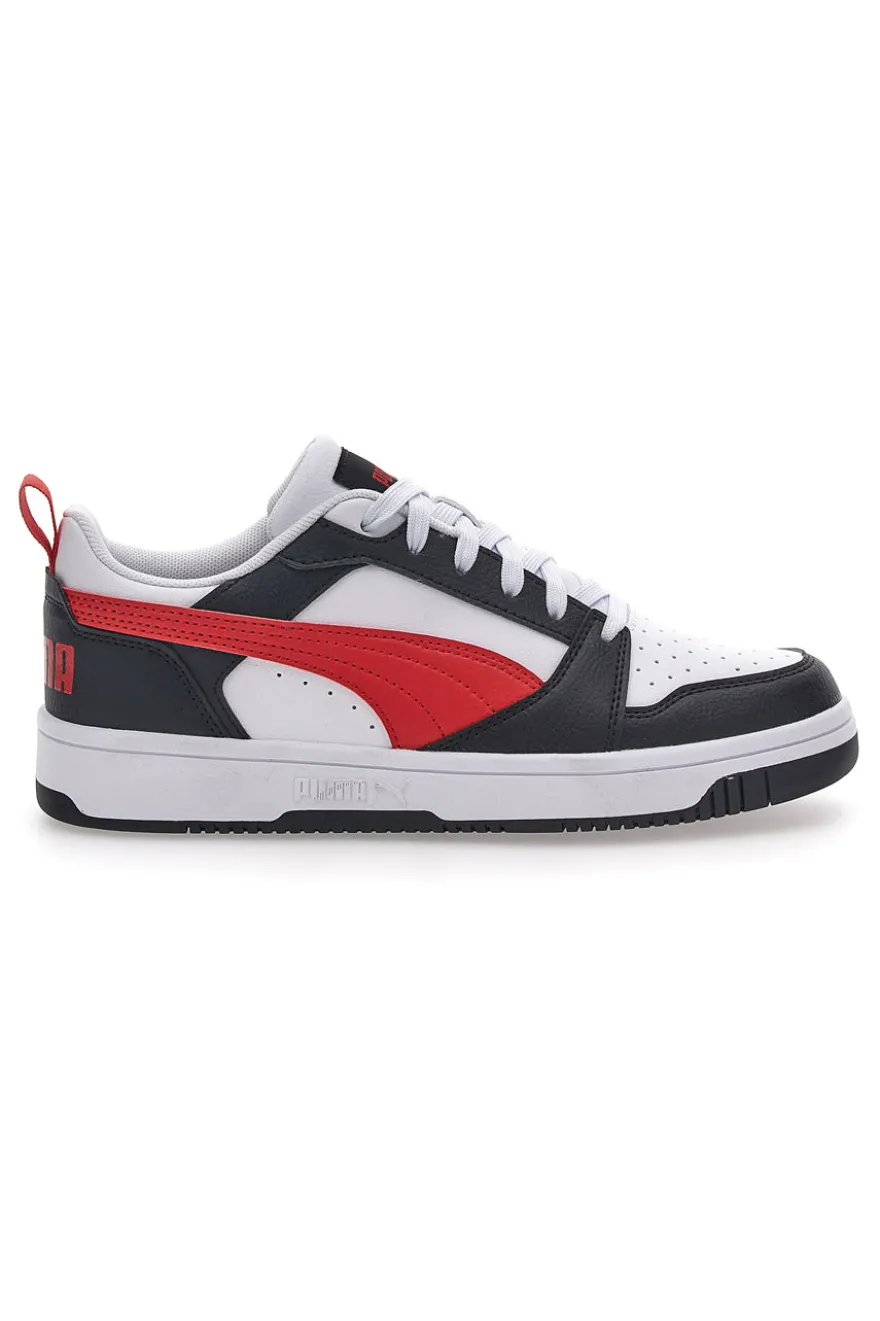 Sneakers Bianche Con Stringa Rossa Laterale Puma Rebound V6 LO JR
