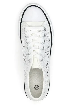 Sneakers Bianche Con Trama Ricamata e Flatform Energy 108