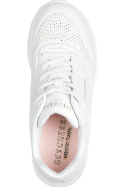 Sneakers bianche con zeppa interna e Memory Foam Skechers Uno Lite - Lite Work