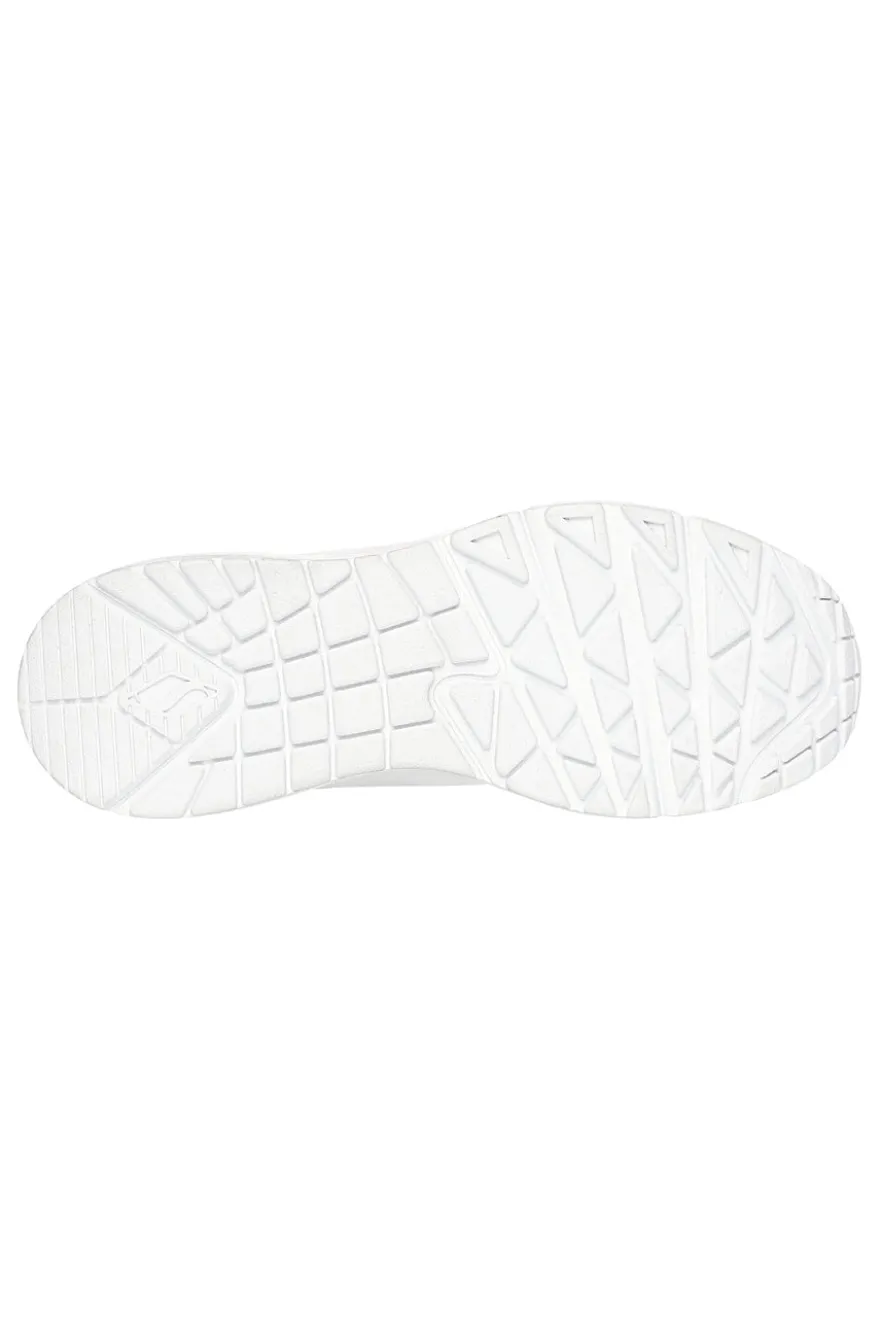 Sneakers bianche con zeppa e dettagli oro Skechers Uno Wedge Hi Steps