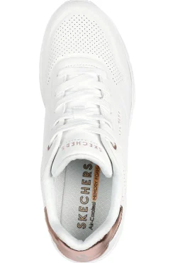 Sneakers bianche con zeppa e dettagli oro Skechers Uno Wedge Hi Steps