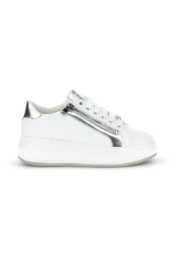 Sneakers bianche con zip laterale platform Burani 52031C1396