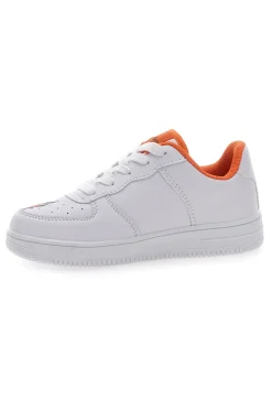 Sneakers Bianche e Arancione con Fuoco PITT KIDS K191562