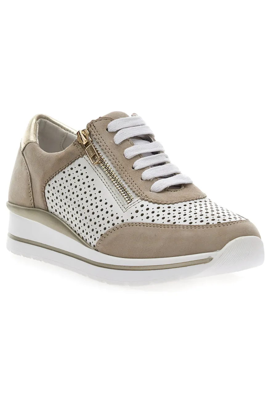 Sneakers Bianche e Beige Prima Riga 21668FAST