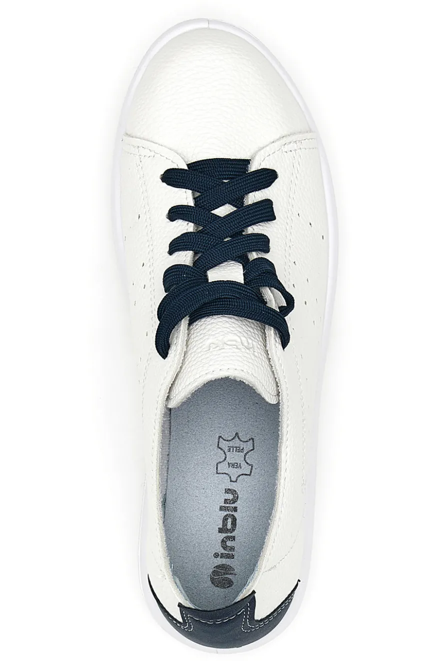 Sneakers Bianche e Blu Con Sottopiede in Vera Pelle Inblu 51 Wg