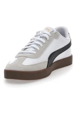 Sneakers bianche e grigie in pelle e camoscio con logo nero Puma Club II Era
