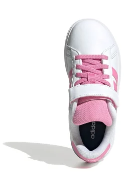 Sneakers bianche e rosa con chiusura a strappo Adidas Grand Court 2.0 EL C