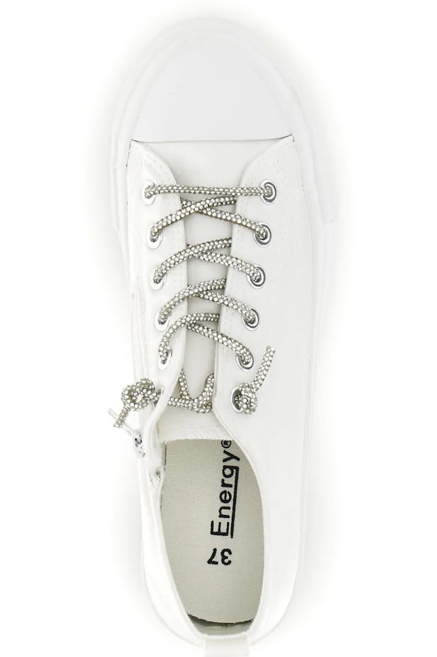 Sneakers bianche in materiale sintetico con lacci decorativi Energy CONV3