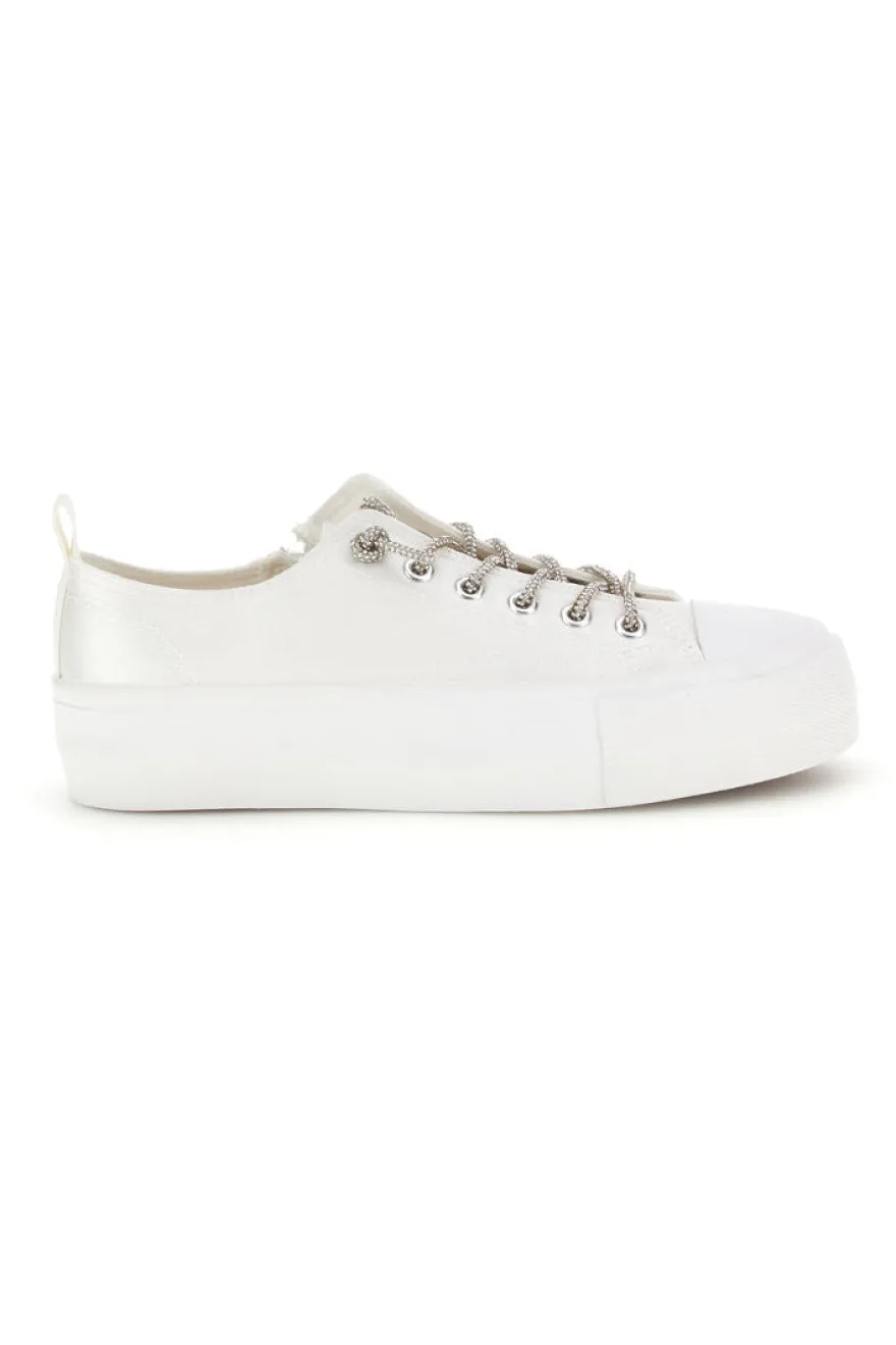 Sneakers bianche in materiale sintetico con lacci decorativi Energy CONV3