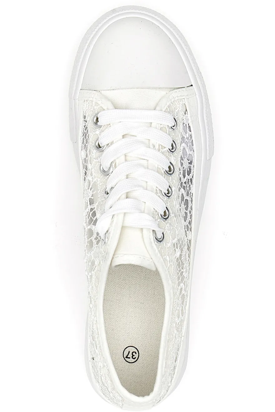 Sneakers bianche in pizzo con suola platform Energy E111
