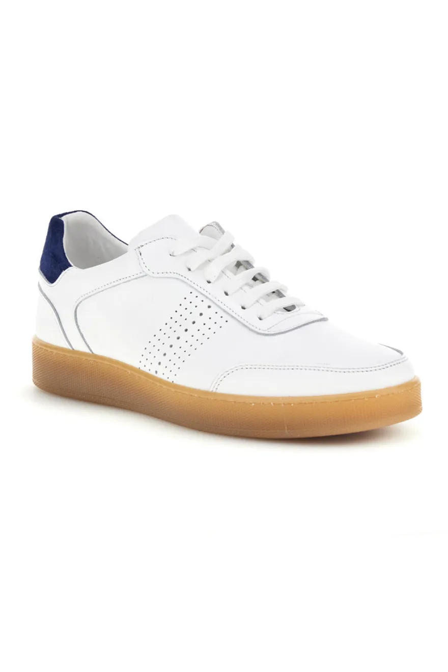 Sneakers bianche in vera pelle traforate in punta Ptr 7000