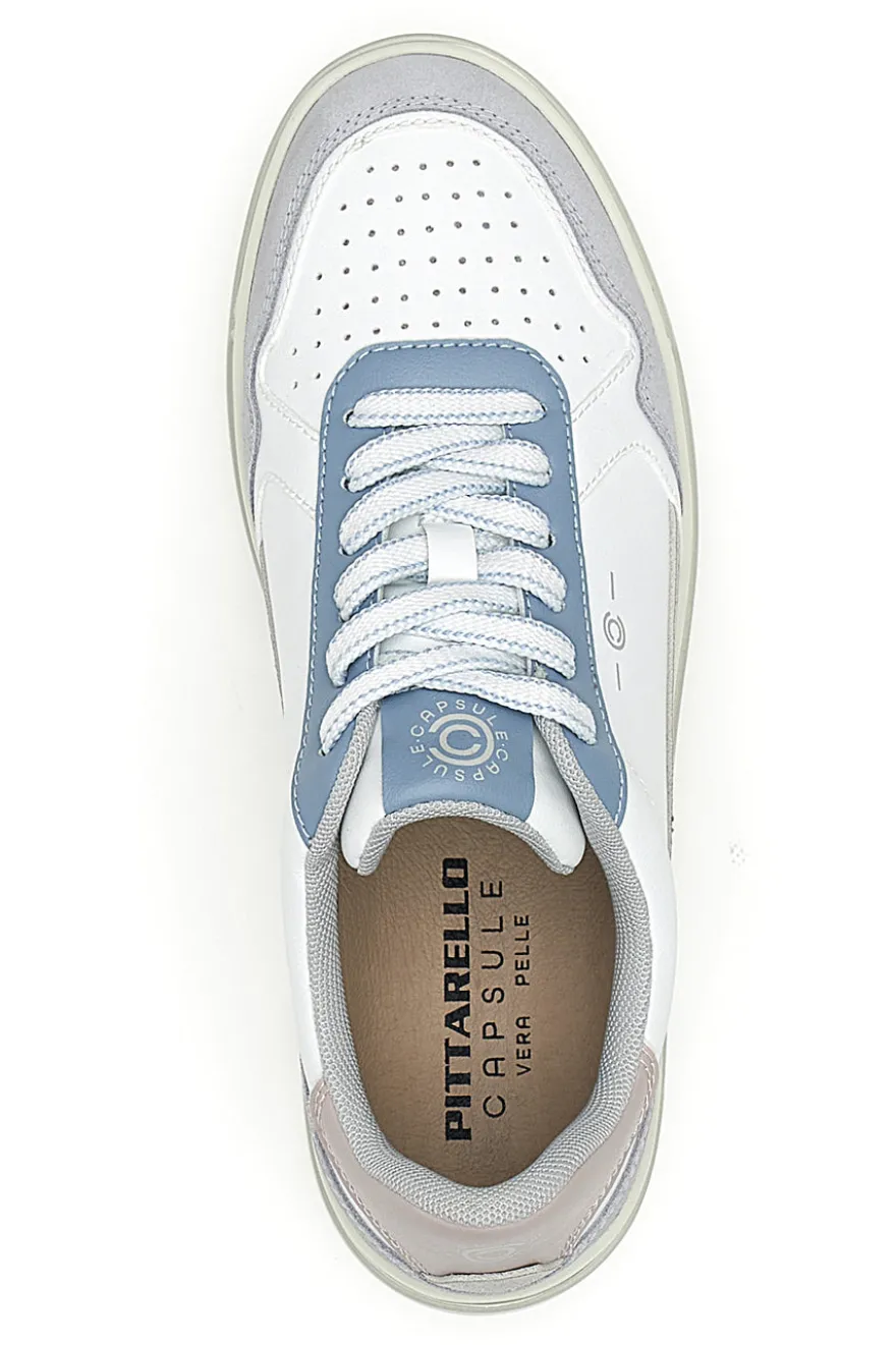 Sneakers Bianco e Azzurro platform in pelle Pittarello capsule Casey