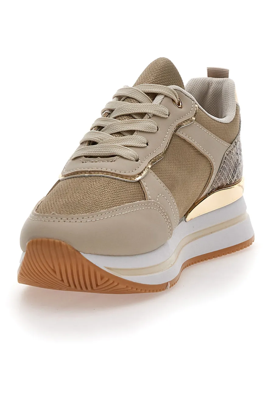 Sneakers con Platform Beige Prima Riga 424