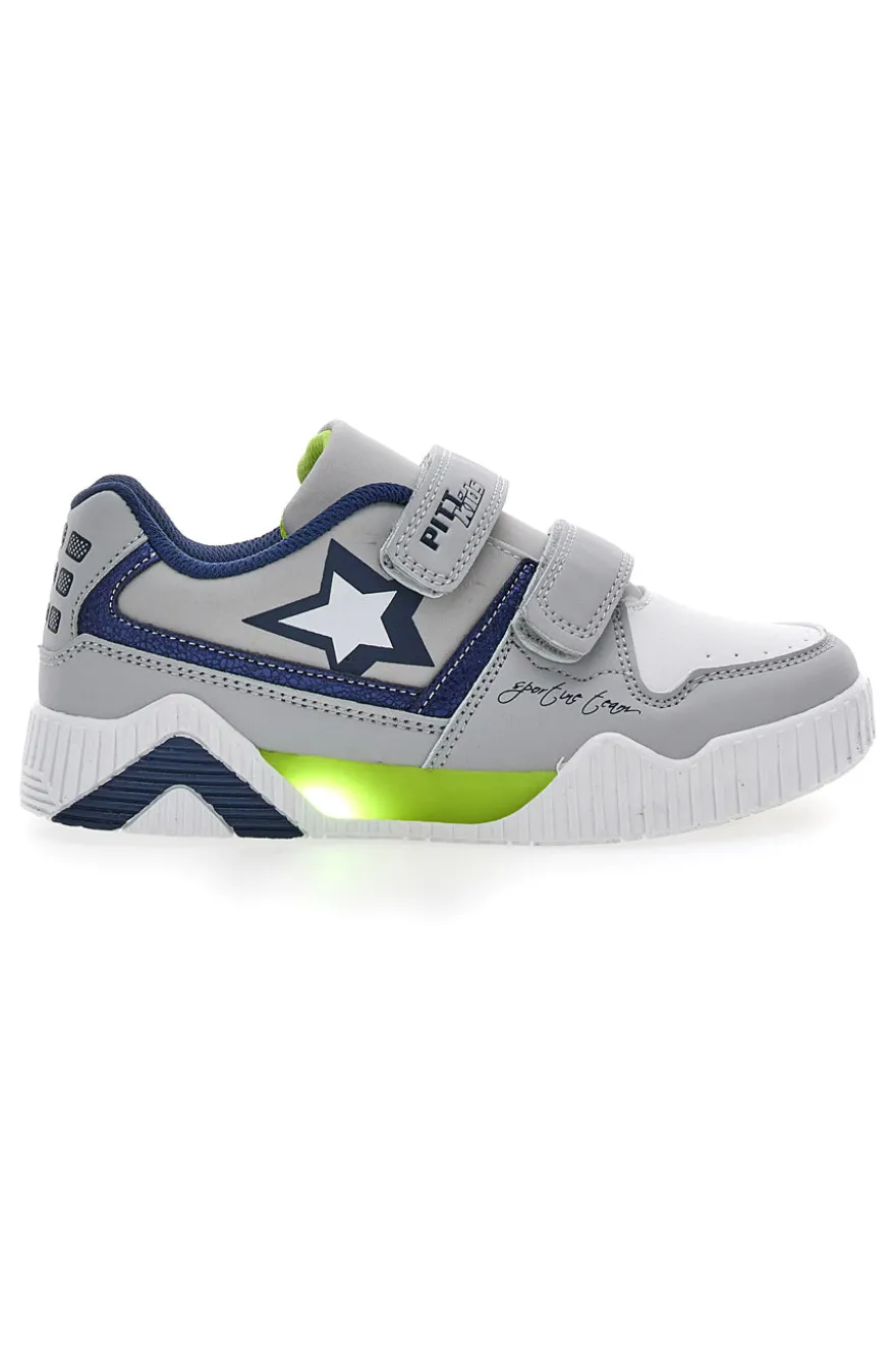 Sneakers Grigie e Blu con Luci Pitt Kids 22695