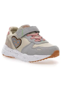 Sneakers grigio panna con cuore PITT KIDS K231102