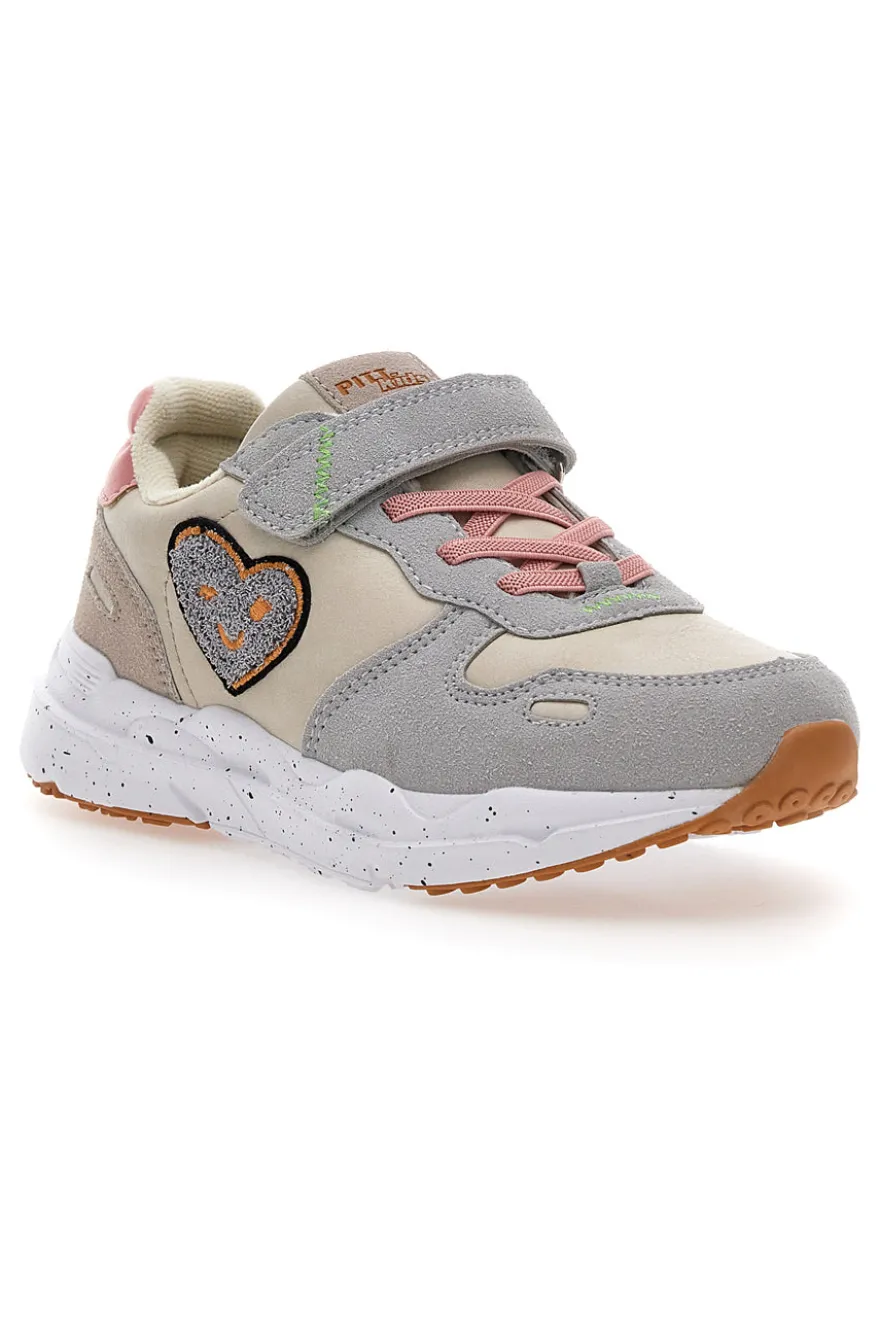 Sneakers grigio panna con cuore PITT KIDS K231102