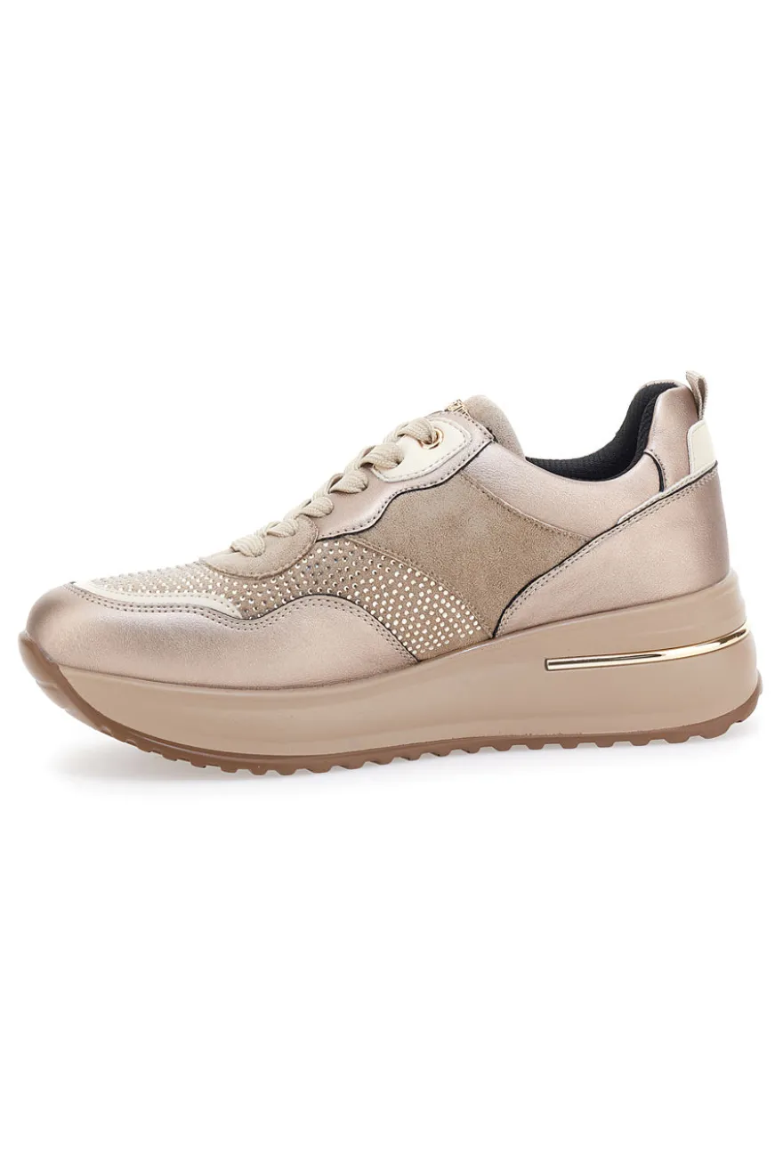 Sneakers Platino Con Platform e Glitter Inblu IN397054