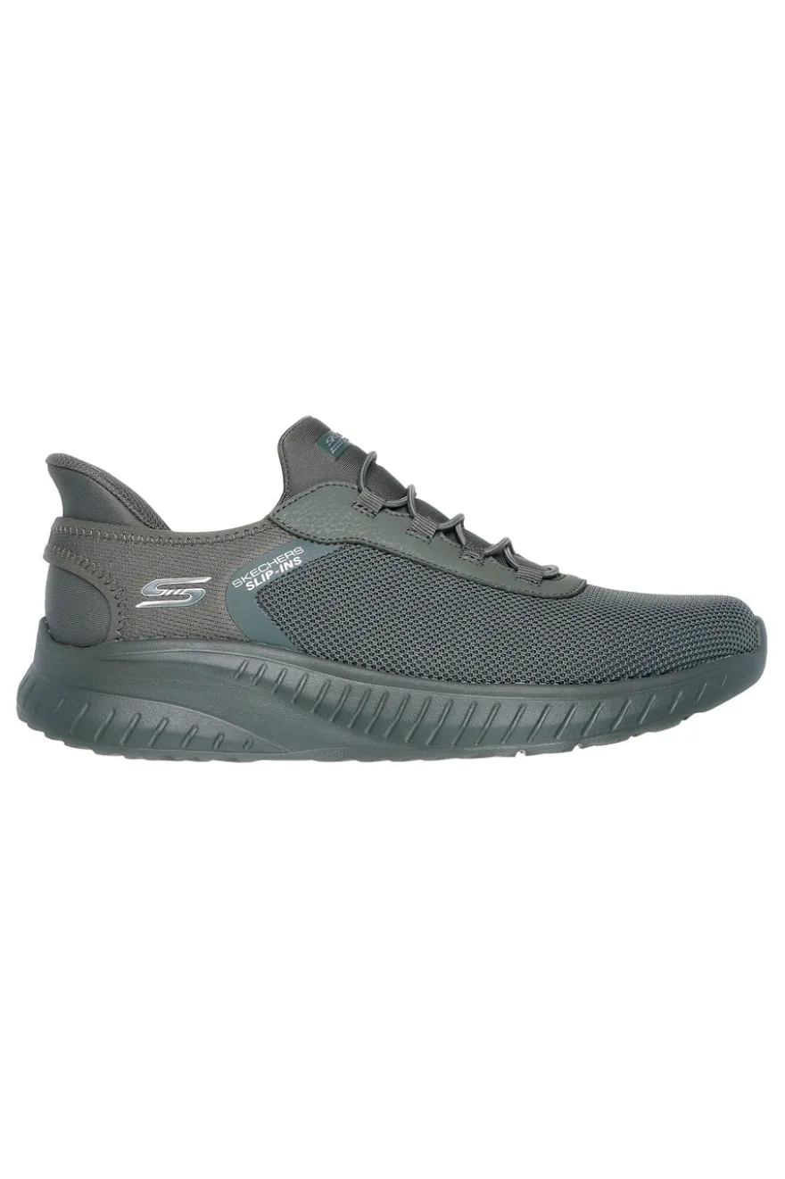 Sneakers slip ins verde oliva in mesh Skechers Bobs squad chaos tough walk