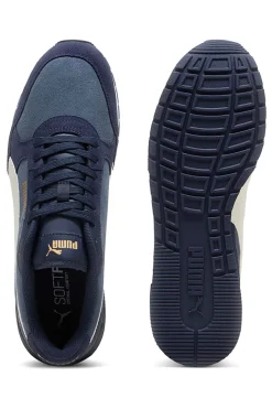 Sneakers ST Runner v4 in suede blu con banda laterale bianca