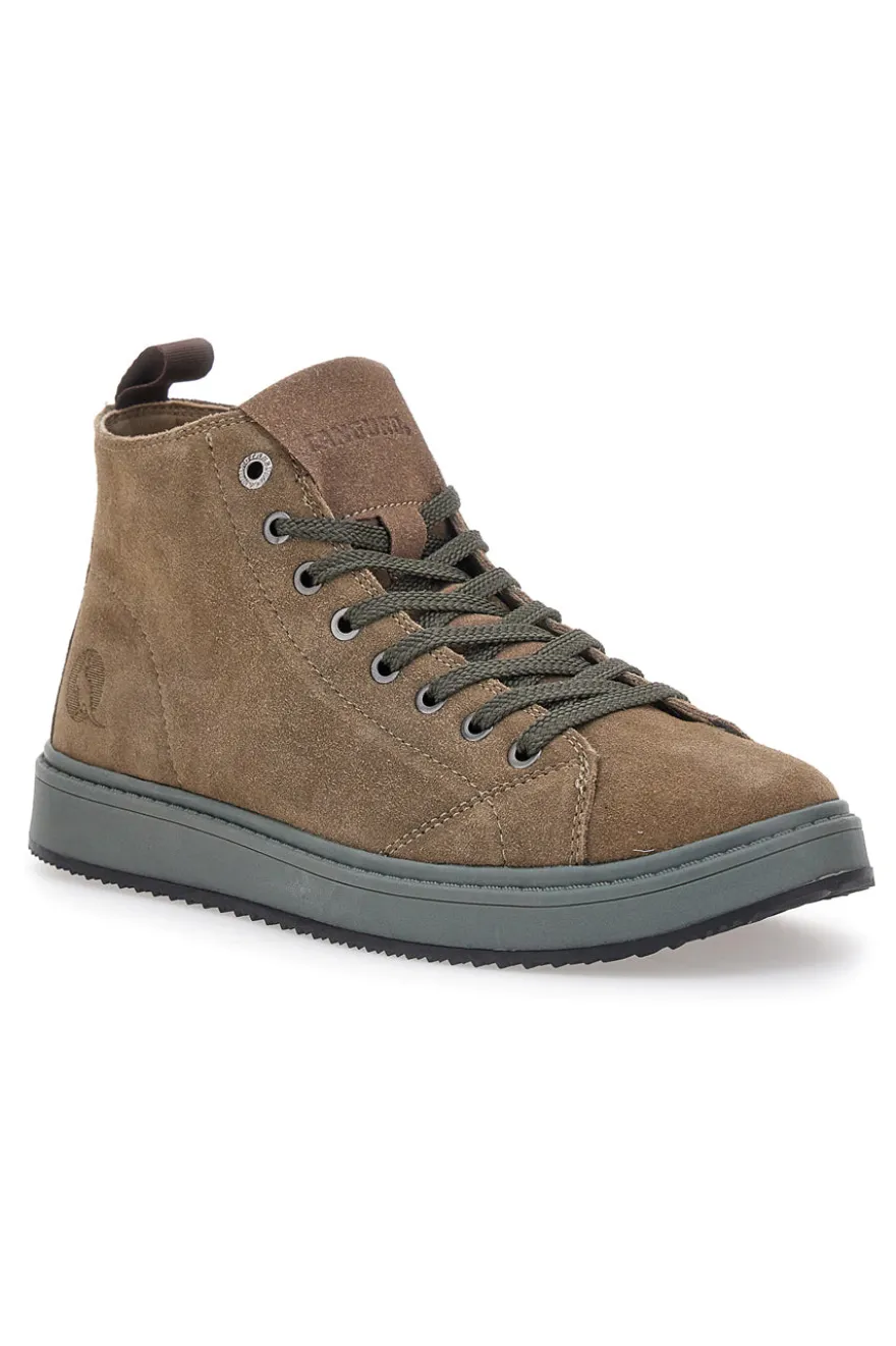 Sneakers taupe in camoscio con suola in gomma Canguro CA817