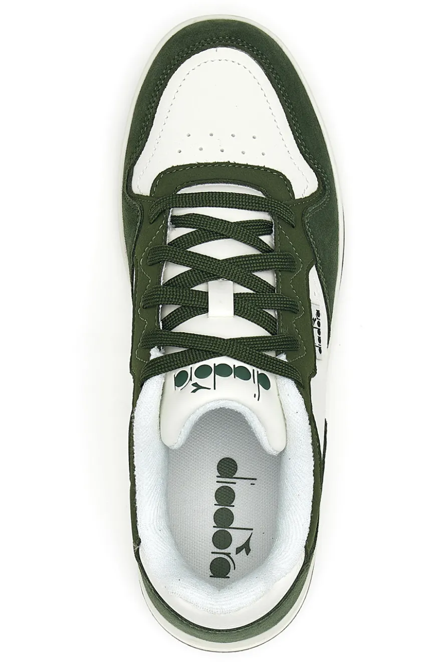 Sneakers verde e bianco in pelle Diadora 182198 70224