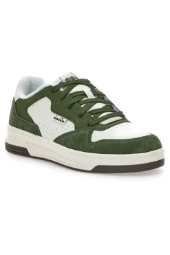 Sneakers verde e bianco in pelle Diadora 182198 70224