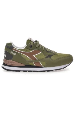 Sneakers verde militare in tessuto e suede Diadora N.92