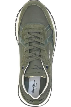 Sneakers verdi con inserti scamosciati Pepe Jeans PMS400001