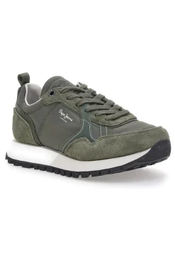 Sneakers verdi con inserti scamosciati Pepe Jeans PMS400001