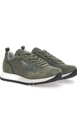 Sneakers verdi con inserti scamosciati Pepe Jeans PMS400001
