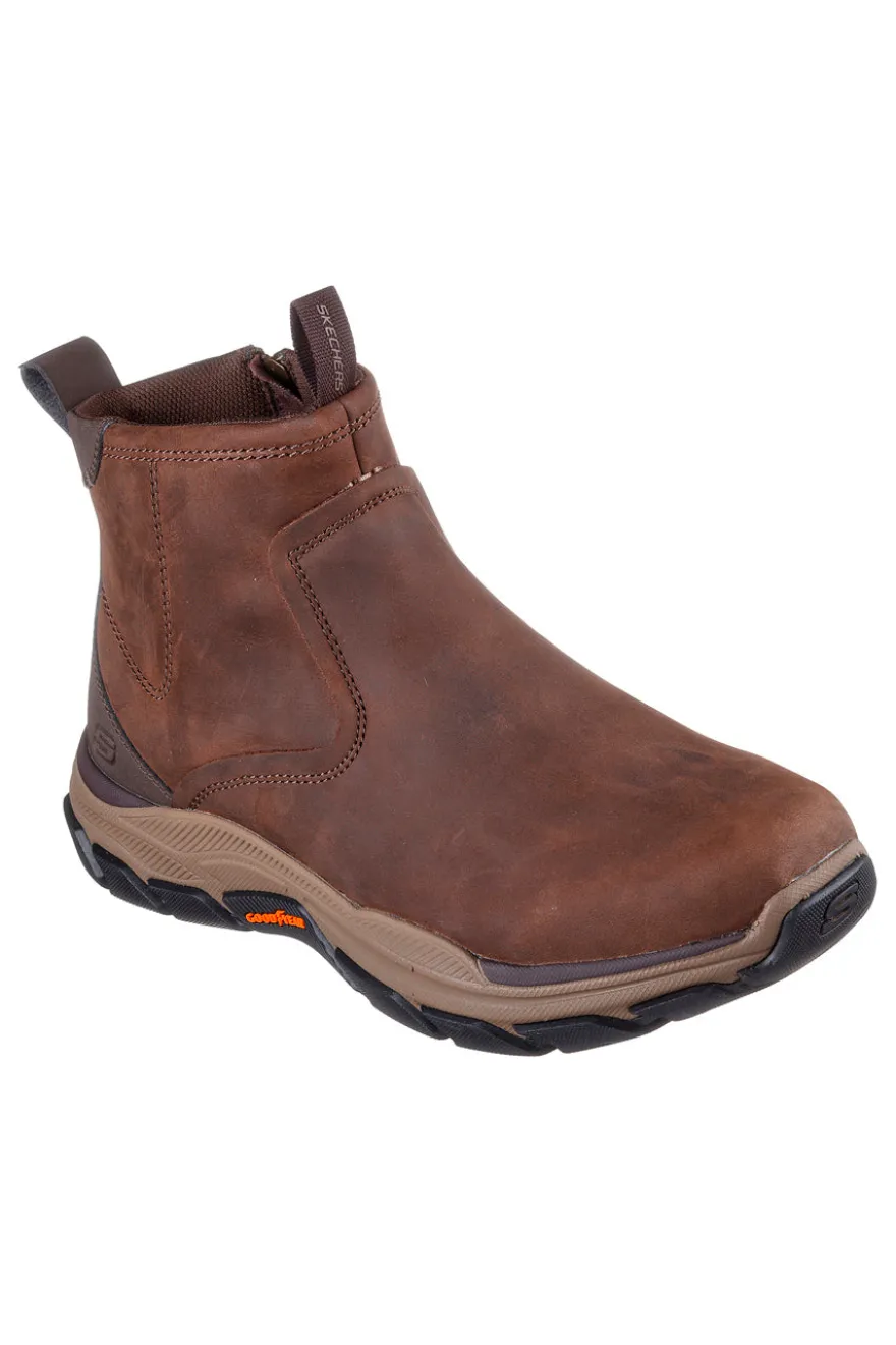 Stivaletti marrone cocoa in pelle con zip Skechers Respected Evanston