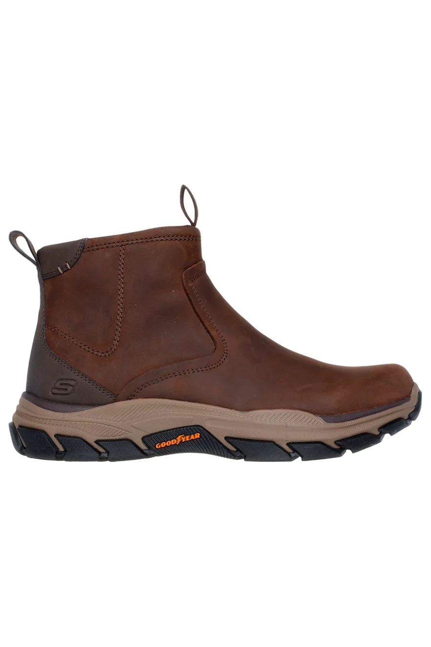 Stivaletti marrone cocoa in pelle con zip Skechers Respected Evanston
