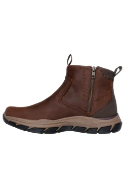 Stivaletti marrone cocoa in pelle con zip Skechers Respected Evanston