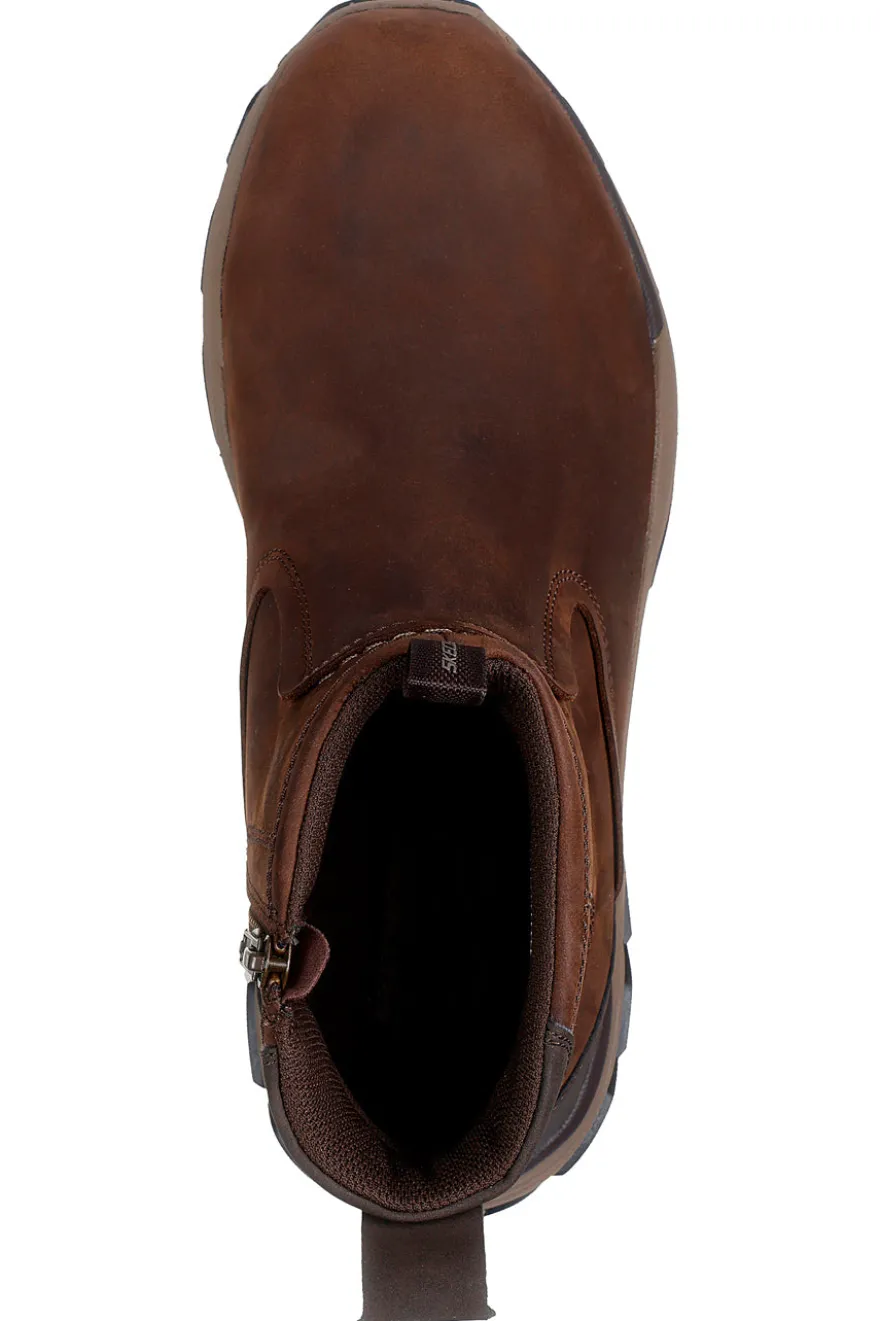 Stivaletti marrone cocoa in pelle con zip Skechers Respected Evanston