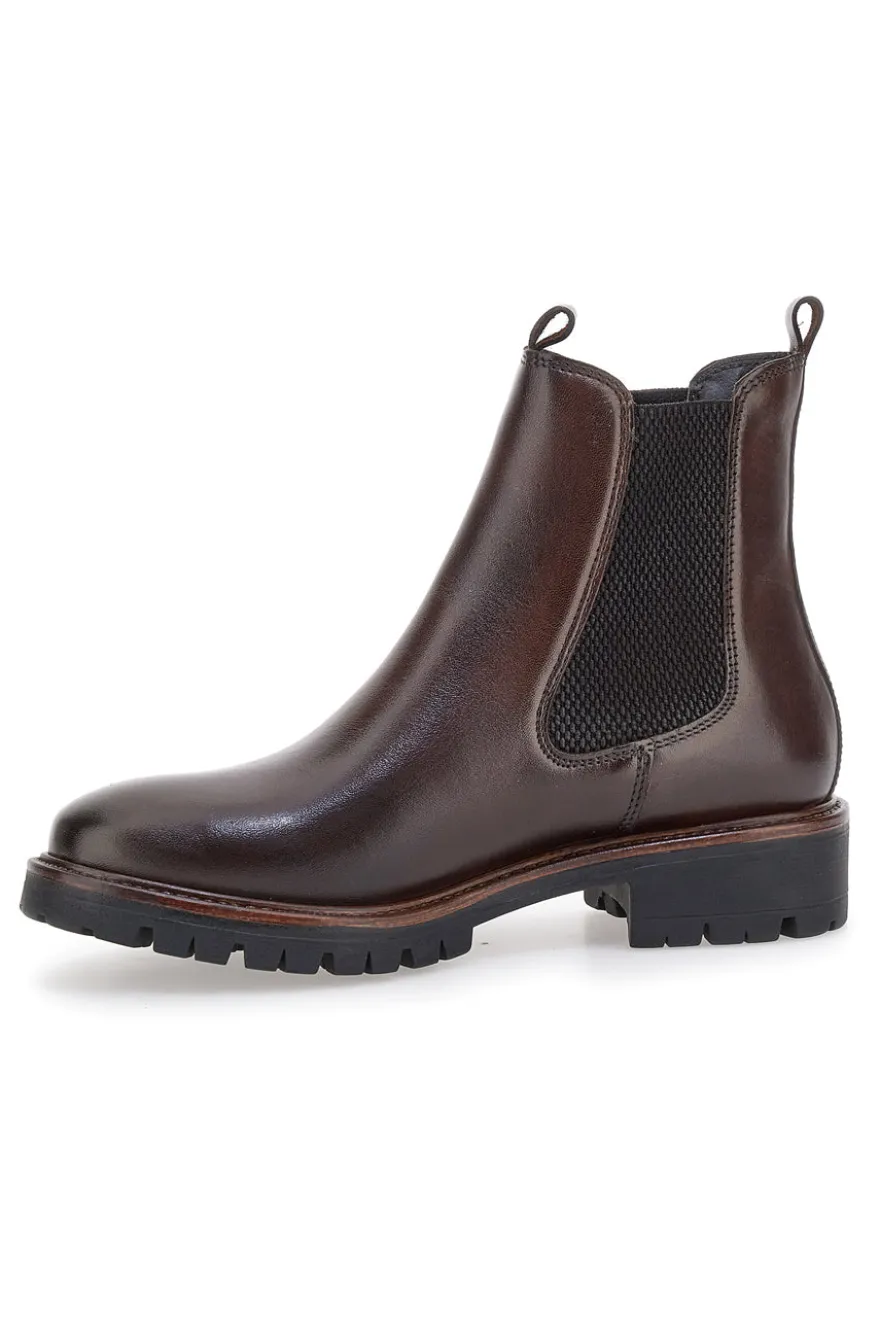 Stivaletti marroni in vera pelle con inserti elastici Pittarello class 2104