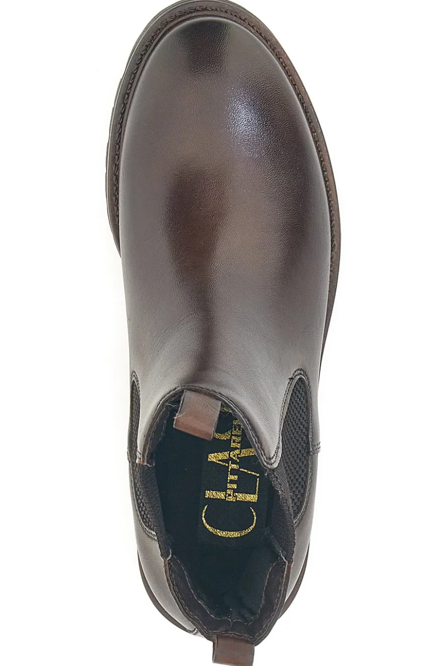 Stivaletti marroni in vera pelle con inserti elastici Pittarello class 2104