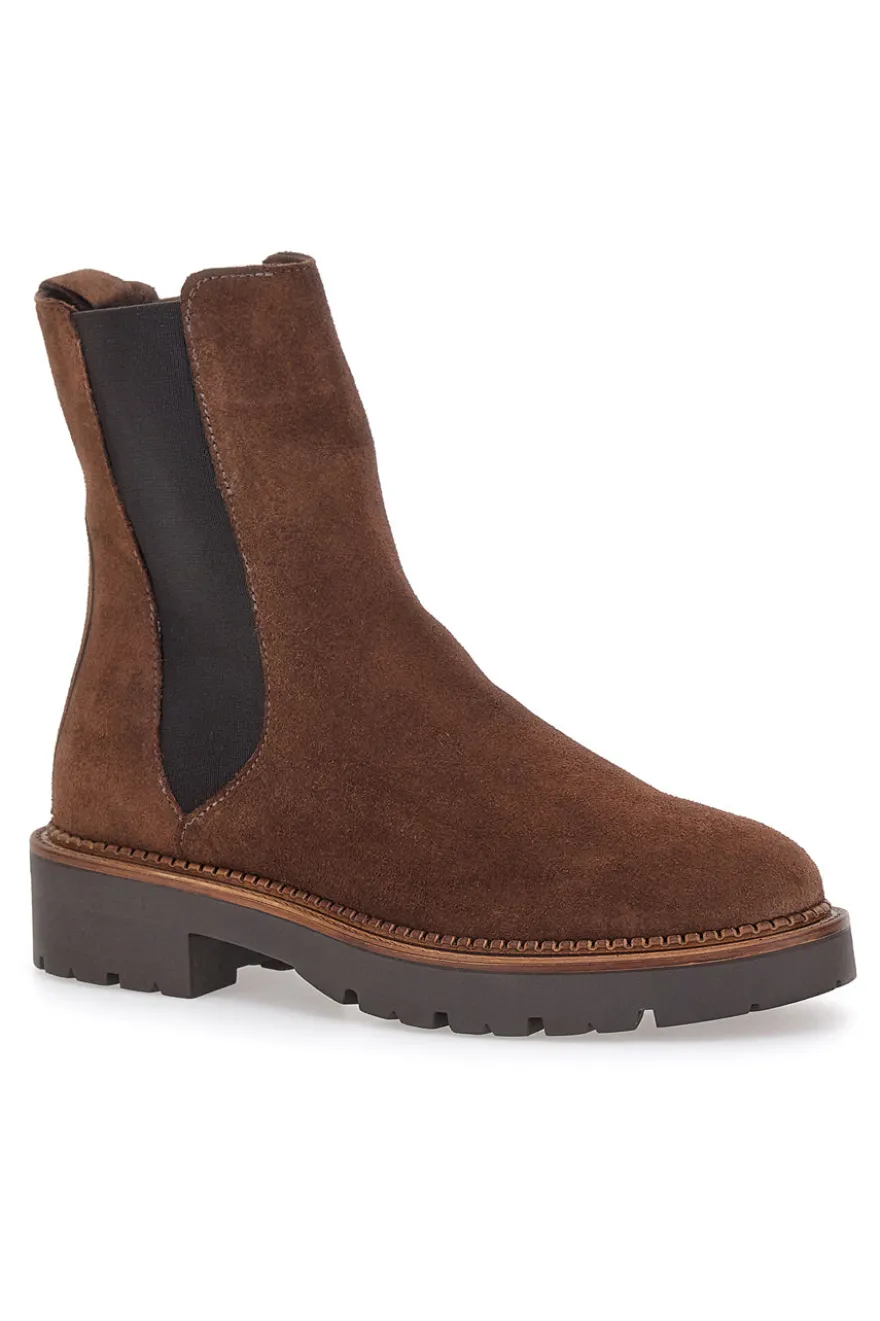 Stivaletti marroni scamosciati in vera pelle con inserti elasticizzati Pittarello glam 6436675