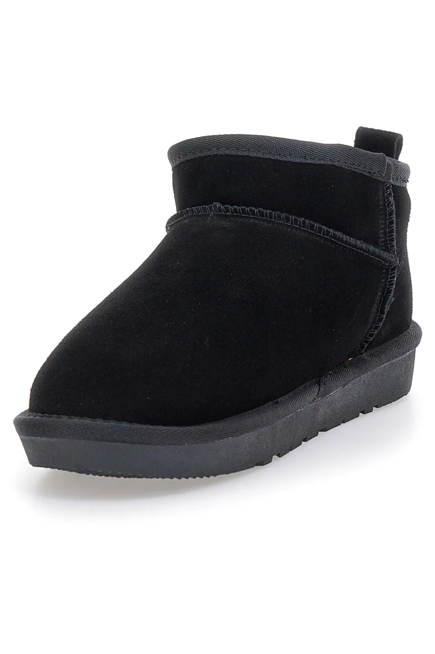 Stivaletti Pantofole neri con pelo effetto scamosciato Mon Dieu L1200