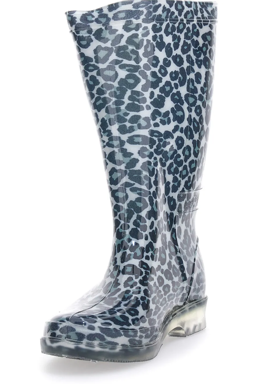 Stivali da Pioggia Neri Animalier In Gomma 2T2L 2103