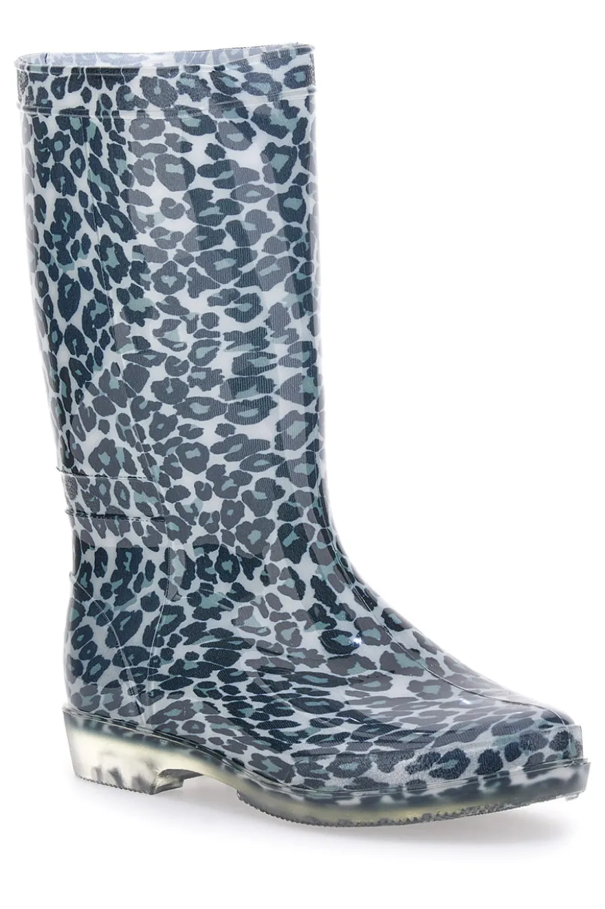 Stivali da Pioggia Neri Animalier In Gomma 2T2L 2103
