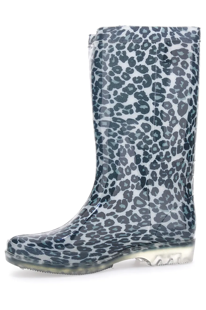 Stivali da Pioggia Neri Animalier In Gomma 2T2L 2103