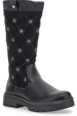 Stivali neri con dettagli cuori e logo Laura Biagiotti L97209506