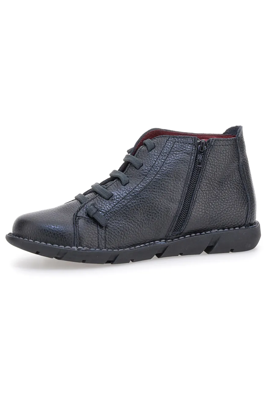Stringate alte nere in pelle con zip laterale Pittarello Tierra 4757