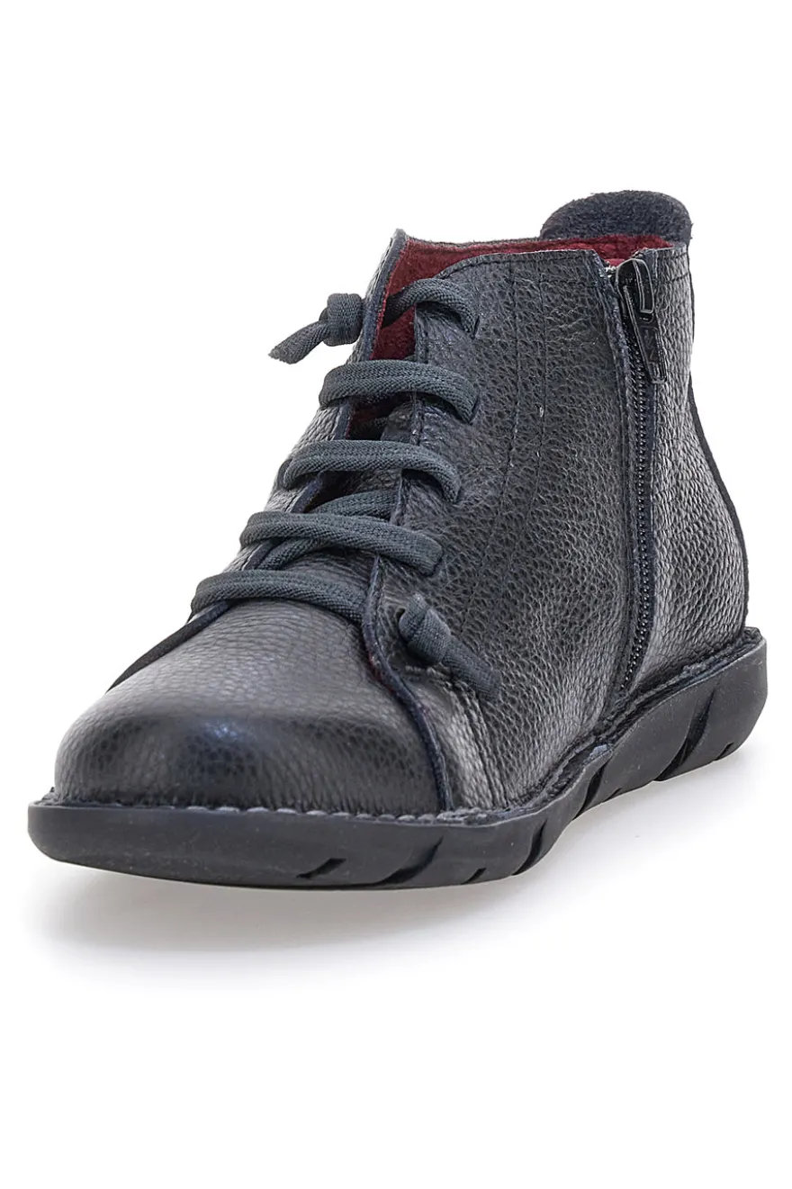 Stringate alte nere in pelle con zip laterale Pittarello Tierra 4757