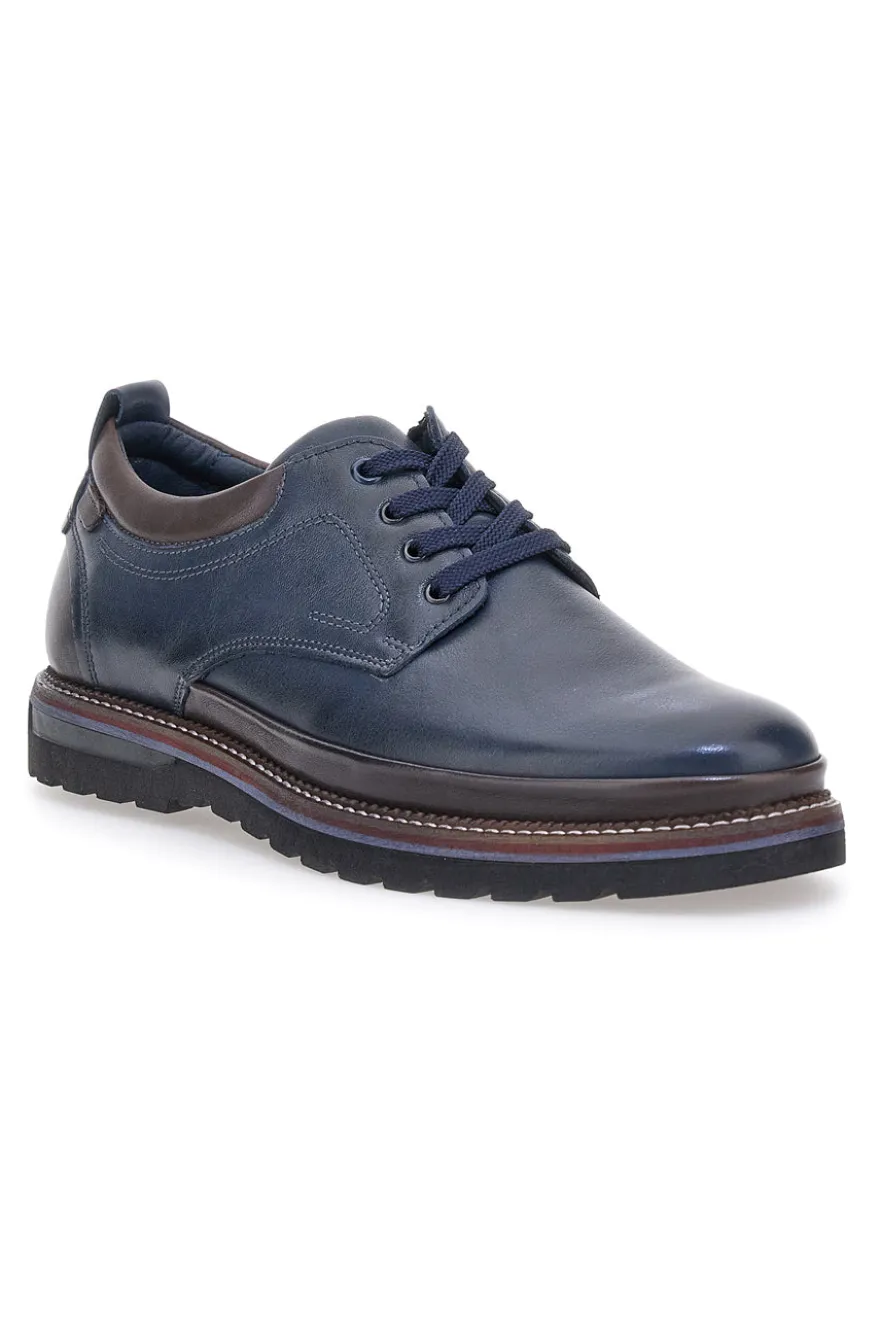 Stringate blu in pelle con suola a contrasto Pittarello Eco 252480002