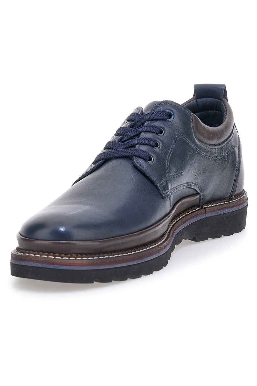 Stringate blu in pelle con suola a contrasto Pittarello Eco 252480002
