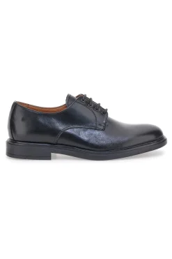 Stringate nere con tomaia liscia in vera pelle PITTARELLO 6851